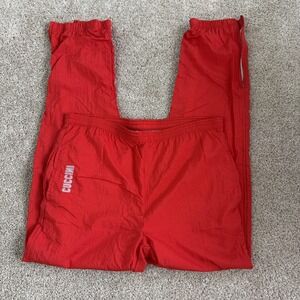 Vintage Cuccini Athletic Track Pants Mens Medium Red Woven Lined Zip Joggers Gym